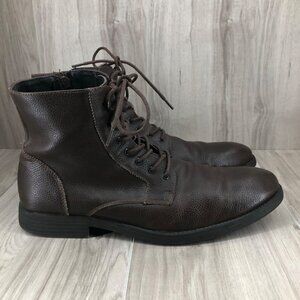 Robert Wayne Ankle Boots Mens 12D Brown Leather Zip Lace Up Boots